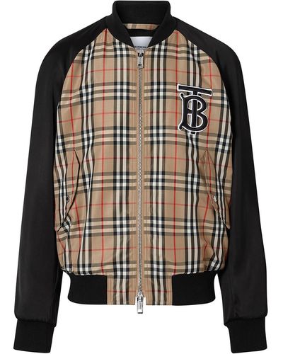 Burberry Monogram Motif Vintage Check Nylon Bomber Jacket - Multicolor