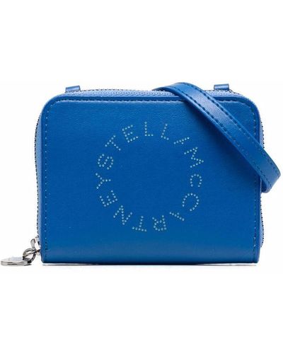 Stella McCartney Porta carte di credito bicolor con tracolla - Blu