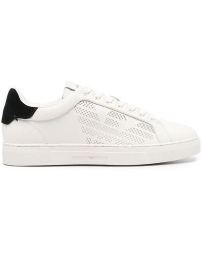 Emporio Armani Logo Leather Sneakers - White