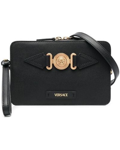 Versace Medusa Biggie Small Leather Messenger Bag - Black