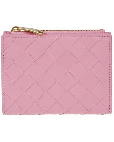 Bottega Veneta Intrecciato Leather Bifold Wallet - Pink