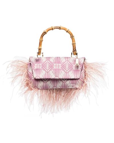 La Milanesa Polignano Feather-detailing Tote Bag - Pink