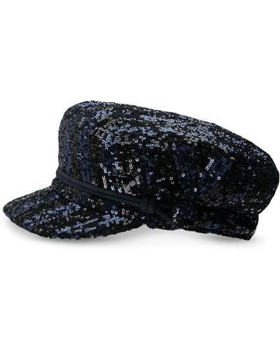 Maison Michel Abby Sequin Stripe Hat - Black