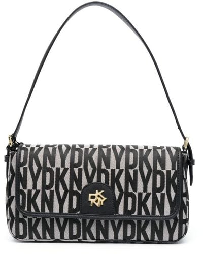 DKNY Carol Monogram Shoulder Bag - Black