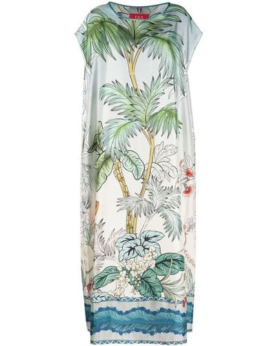F.R.S For Restless Sleepers Graphic-print Silk Maxi Dress - Green