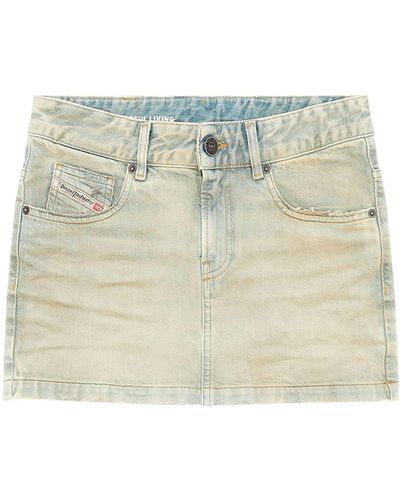 DIESEL De-Ron Light Sandblasted Denim Mini-Skirt - Blue