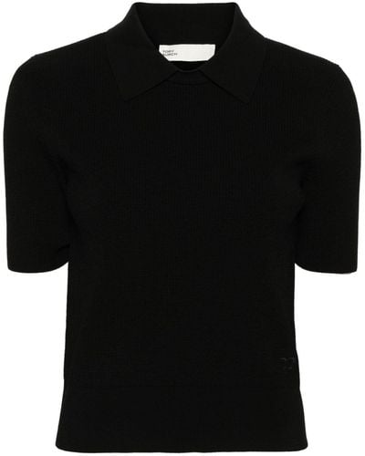 Tory Burch Logo Knitted Polo Shirt - Black