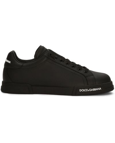 Dolce & Gabbana Portofino Leather Low-top Trainers - Black