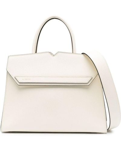 Valextra Duetto Leather Handbag - Natural