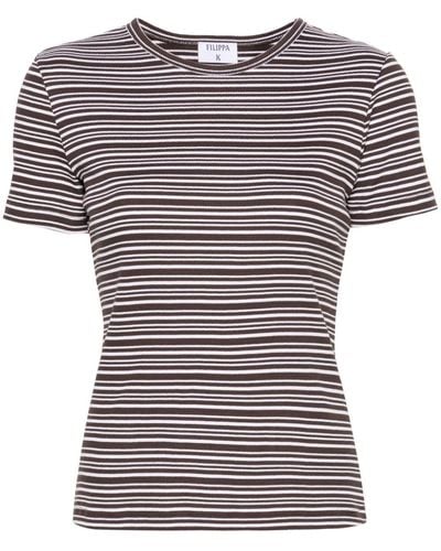 Filippa K Striped Cotton T-Shirt - Black