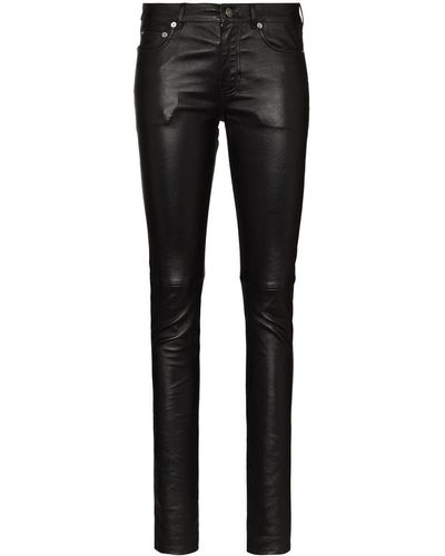 Saint Laurent Leather Skinny Trousers - Black