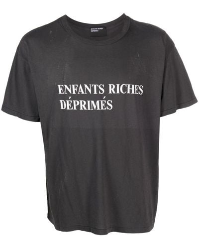 Enfants Riches Deprimes Logo-print Rip-detail T-shirt - Black