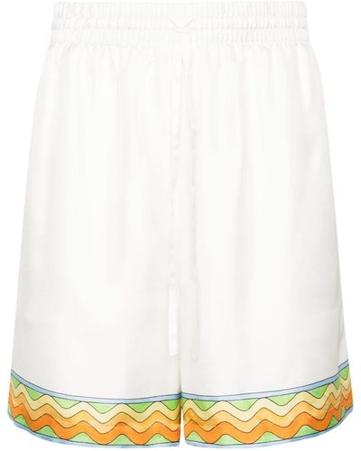 Casablanca Afro Cubism Silk Shorts - White