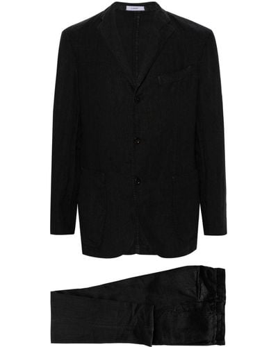 Boglioli Linen Single-breasted Suit - Black