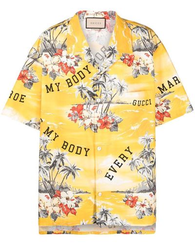 Gucci Poplin Bowling Shirt - Yellow