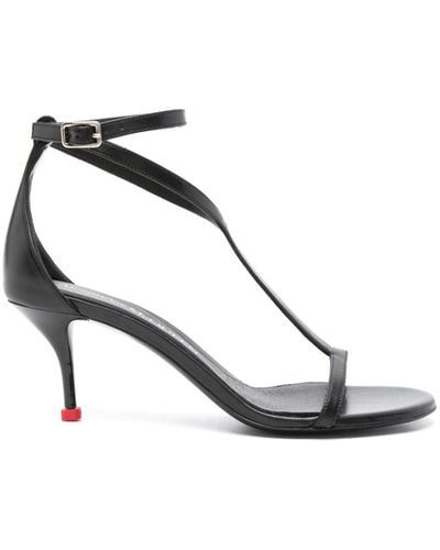 Alexander McQueen Harness Leather Heel Sandals - Black