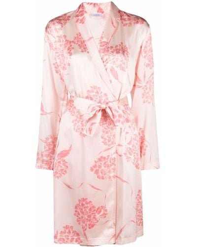 La Perla Floral-print Long-sleeve Robe - Pink