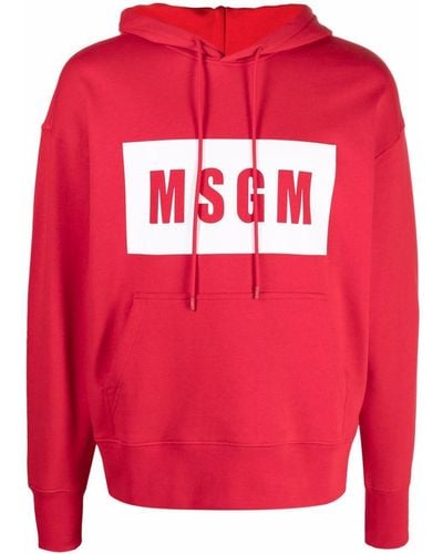 MSGM Logo-print Hoodie - Red