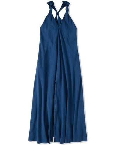 Closed Linen And Cotton Blend Long Dress - Blue