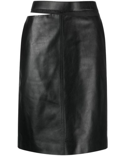 Fendi Leather Midi Skirt - Black