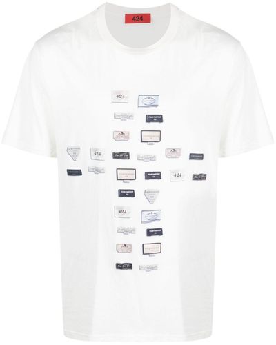 424 T-shirt In Cotone Stampata - Bianco