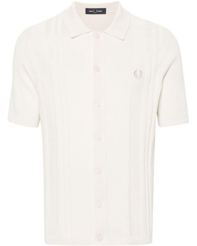 Fred Perry Embroidered-logo Knitted Shirt - White