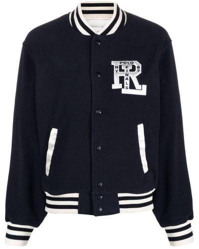 Ralph Lauren Double-sided Bomber Jacket With Rl Logo - Blue