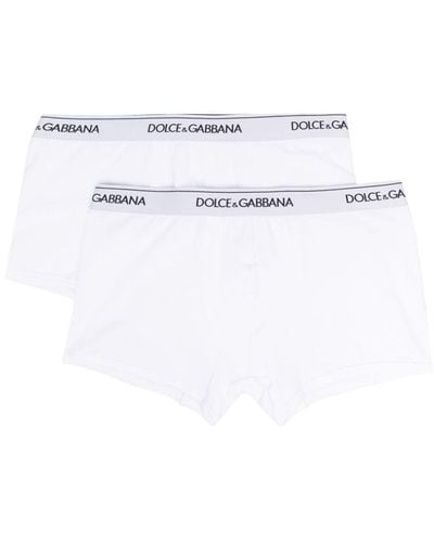 Dolce & Gabbana Logo-waist Cotton Boxer Briefs (set Of Two) - White