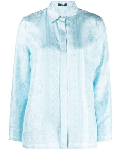 Versace Shirt With Baroque Print - Blue