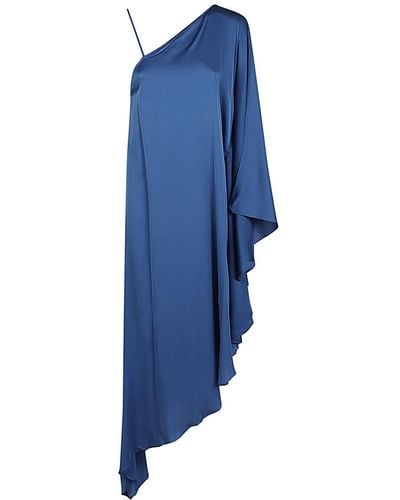 Silk95five Long Asymmetrical Silk Dress - Blue