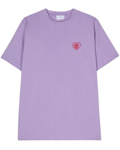 FAMILY FIRST Embroidered-logo Cotton T-shirt - Purple