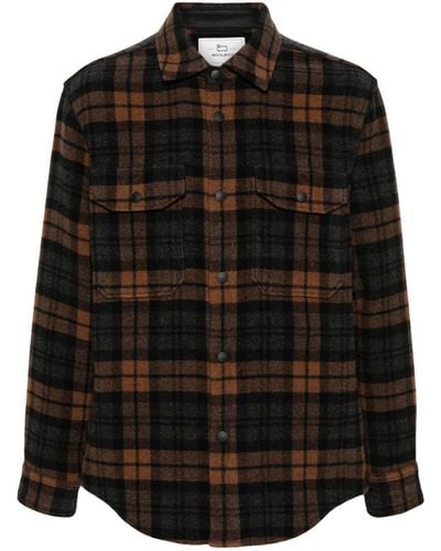 Woolrich Checked Cotton-blend Shirt Jacket - Black
