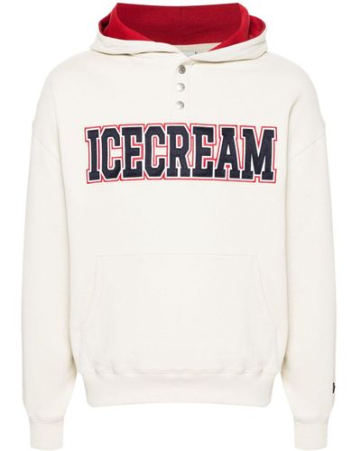 ICECREAM Logo-appliqué Cotton Hoodie - White