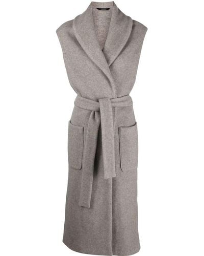 Colombo Sleeveless Belted Trench Coat - Gray