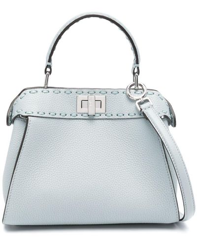 Fendi Peekaboo Mini Leather Handbag - Grey