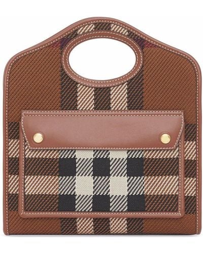 Burberry Mini Knitted Check Pocket Bag - Brown