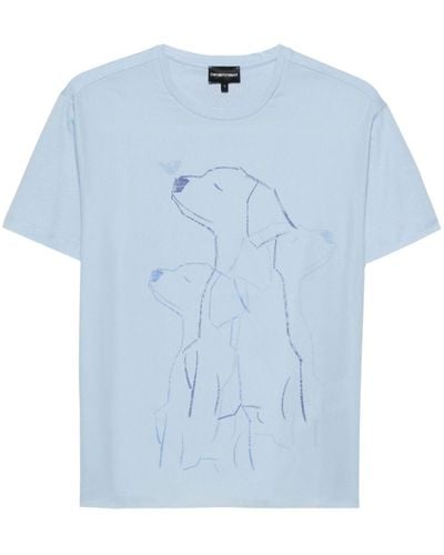 Emporio Armani Printed Cotton T-shirt - Blue