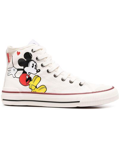 MOA Mickey Mouse-print Hi-top Trainers - White
