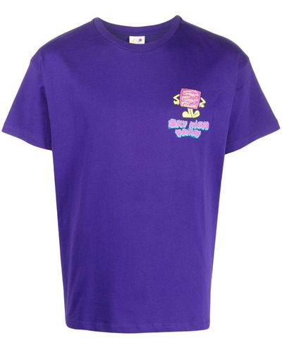 Sky High Farm Printed Cotton T-Shirt - Purple