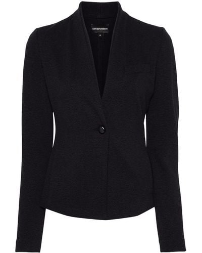 Emporio Armani Single-Breasted Blazer Jacket - Black