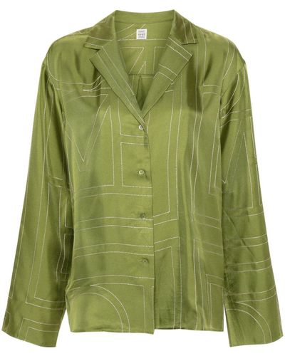 Totême Monogram Silk Shirt - Green