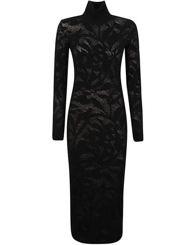 Liviana Conti Lace Details Wool Blend Midi Dress - Black