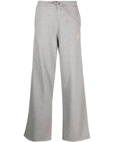 Ganni Organic-cotton Track Pants - Gray