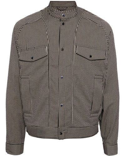 Emporio Armani Striped Cotton Blouson Jacket - Grey