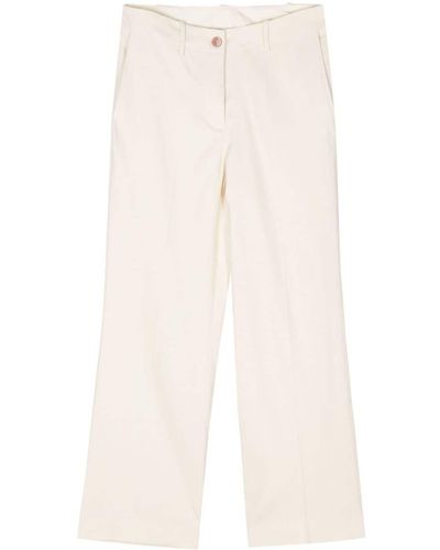 Alysi Pressed-crease Straight Trousers - Natural