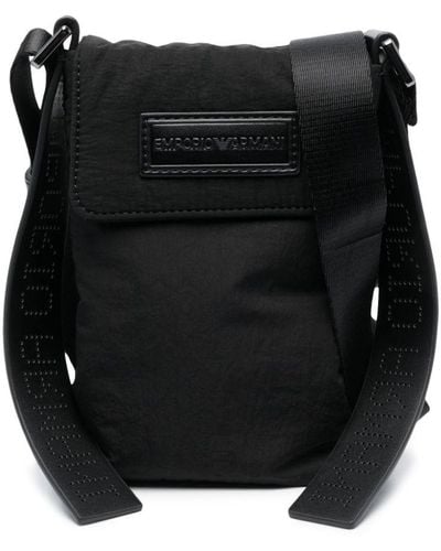 Emporio Armani Logo-embossed Messenger Bag - Black