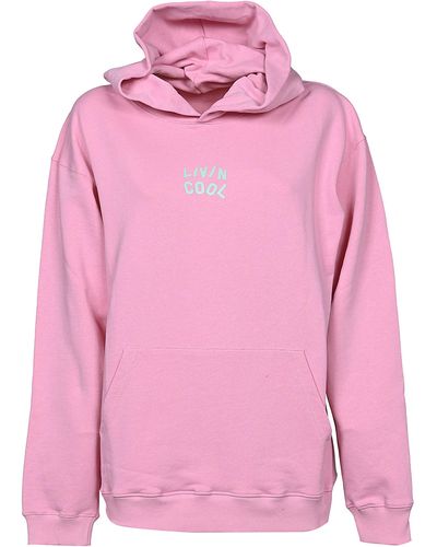 LIVINCOOL Cotton Oversized Logo Hoodie - Pink