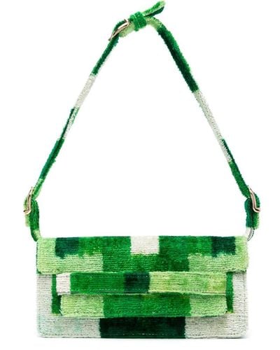 La Milanesa Ramina Graphic-print Brushed Bag - Green