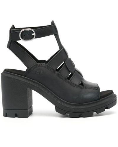 Timberland 100mm Logo-debossed Leather Sandals - Black