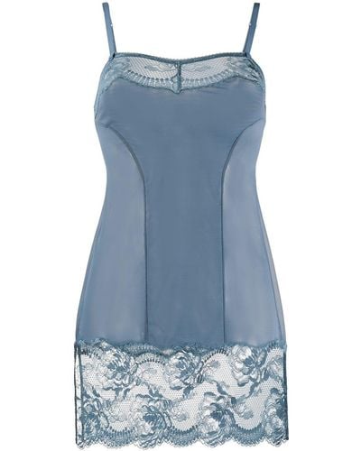 La Perla Brigitta Lace-trimmed Slip Dress - Blue